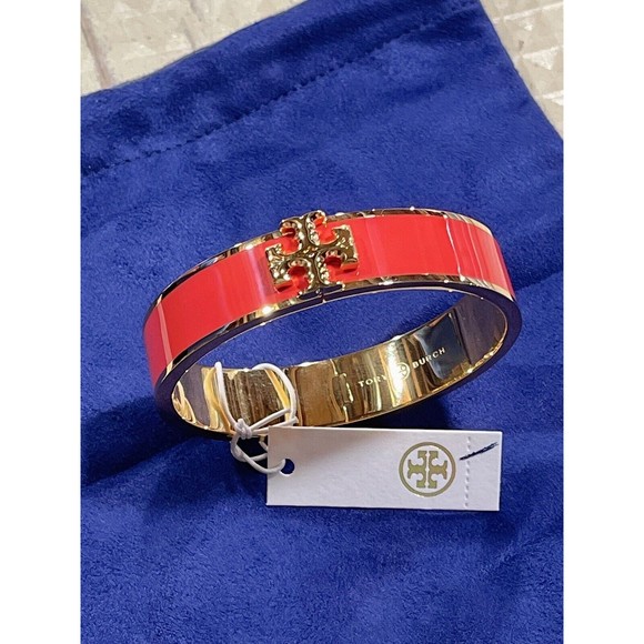 Tory Burch Kira Enamel Bracelet Poppy Red  Org $148 NWT - Picture 3 of 6